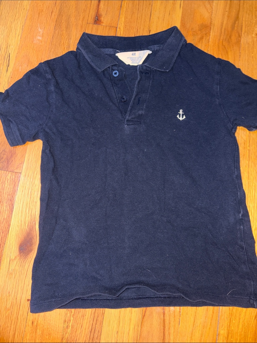 H&M Navy Polo Shirt with Anchor Embroidery -Sz 6-7